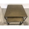 SECONDE MAIN - Set de 2 tables gigognes carrées aluminium doré pieds métal