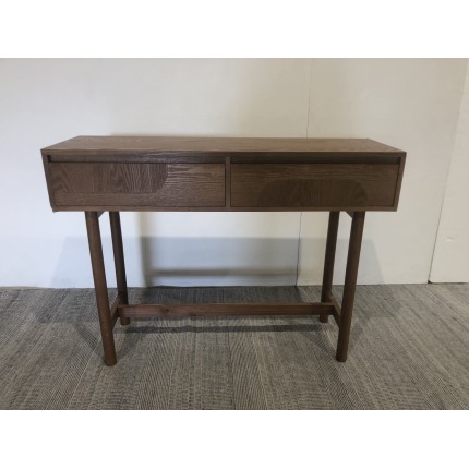 Natural-coloured wooden console table with 2 drawers - Macabane Furniture
