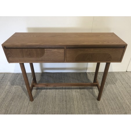 Natural-coloured wooden console table with 2 drawers - Macabane Furniture
