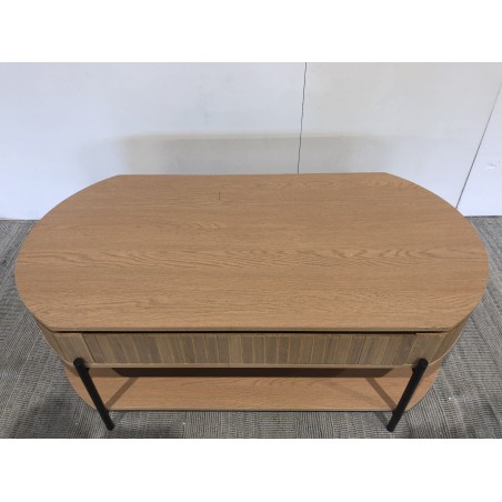 Retro-style wooden coffee table with 2 drawers, pine | Second-hand