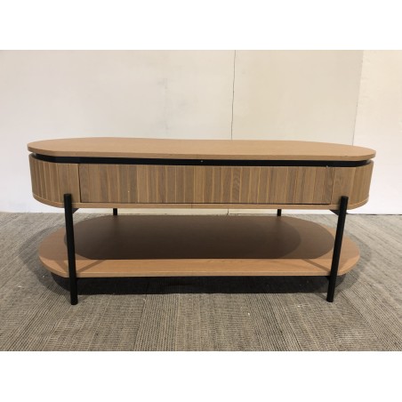 Retro-style wooden coffee table with 2 drawers, pine | Second-hand