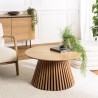 Round coffee table D80 with decorative finish and natural oak base with striated pattern - SYA