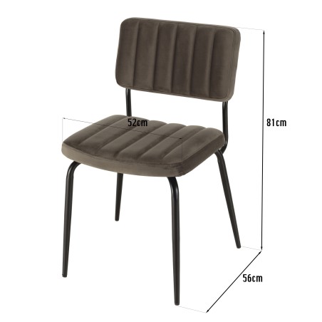 AGATHE - Set of 2 Dark Grey Velvet Chairs | Black Metal Legs