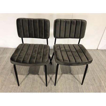 Lot 2 chaises velours gris foncé | SECONDE MAIN