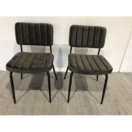 Lot 2 chaises velours gris foncé | SECONDE MAIN