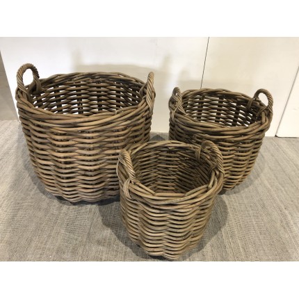 3er-Set Aufbewahrungskörbe aus Naturrattan KALLY