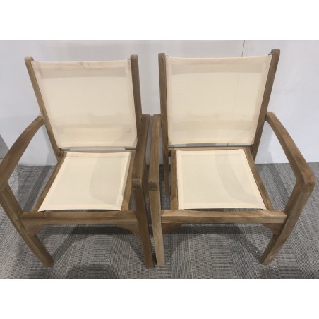 Set of 2 Teak Garden Armchairs - Premium Solid Teak Furniture