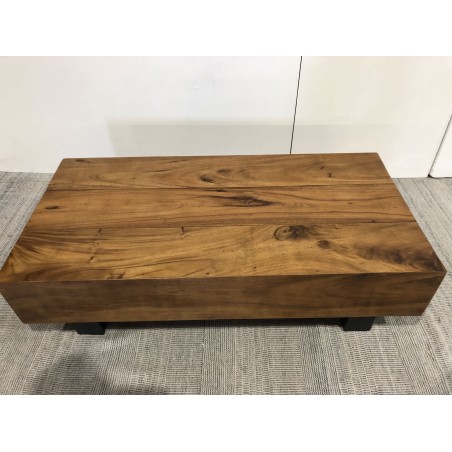 Coffee table with beams, 120x60cm, Suar wood, black legs | Second Hand
