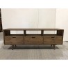 ANDY Brown Wood Scandi TV Stand with 3 Drawers and 3 Niches