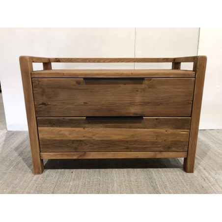 SANDY - Brown Chest of Drawers with 2 Drawers, Recycled Pine Wood