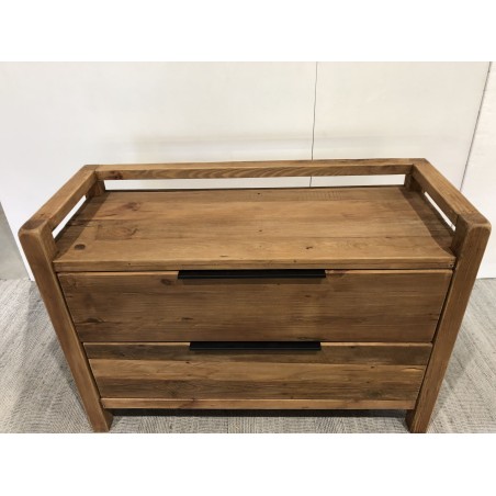Kommode braun 2 Schubladen recyceltes Kiefernholz SANDY