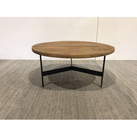 Ronde salontafel van gerecycled grenenhout | Macabane Meubelen