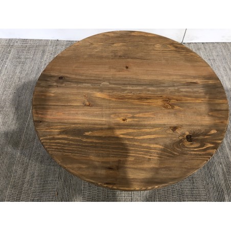 Ronde salontafel van gerecycled grenenhout | Macabane Meubelen