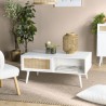 SMANDY White Coffee Table with 2 Drawers and 1 Niche
