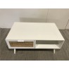 Table basse blanche - 2 tiroirs 1 niche - SECONDE MAIN