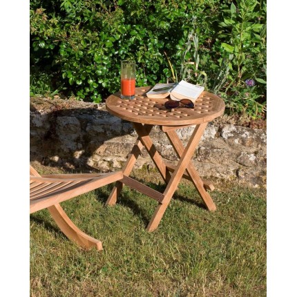 Table pique-nique de jardin ronde en bois Teck