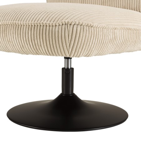 Poltrona girevole in velluto a coste beige AGATHE | Macabane