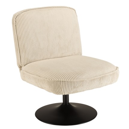 Fauteuil pivotant en velours côtelé beige AGATHE | Macabane