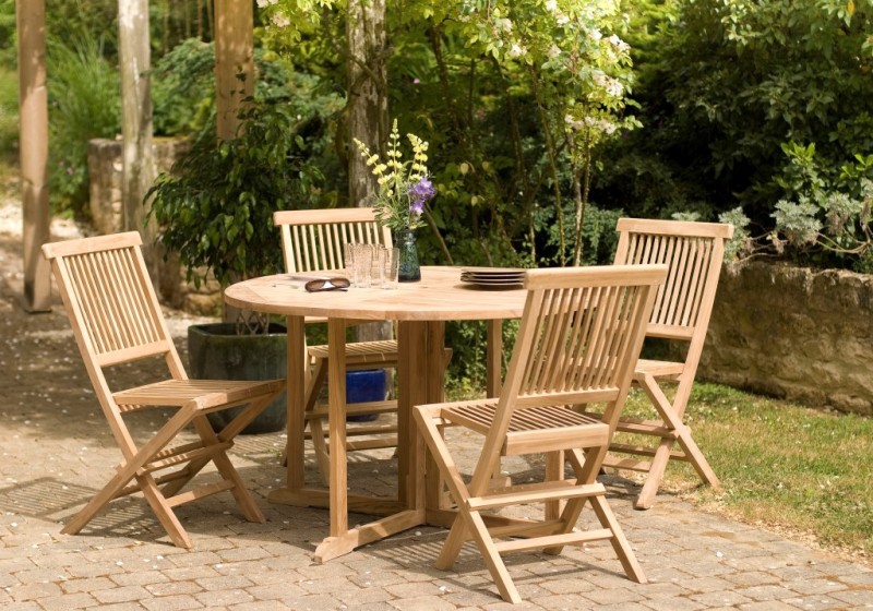 Table de jardin ronde en teck - 4/5 personnes Table de jardin ronde en teck - 4/5 personnes
