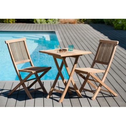 Table de jardin carrée Teck 60x60cm