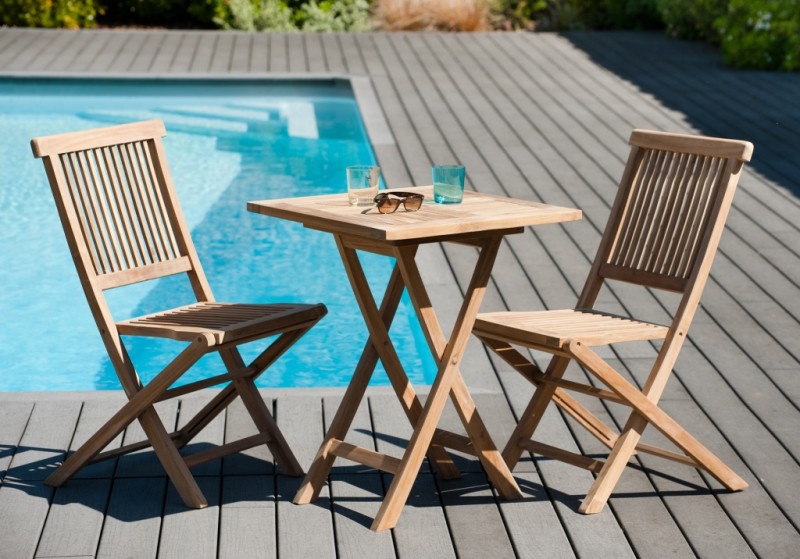 Table de jardin carrée Teck 60x60cm Table de jardin carrée Teck 60x60cm