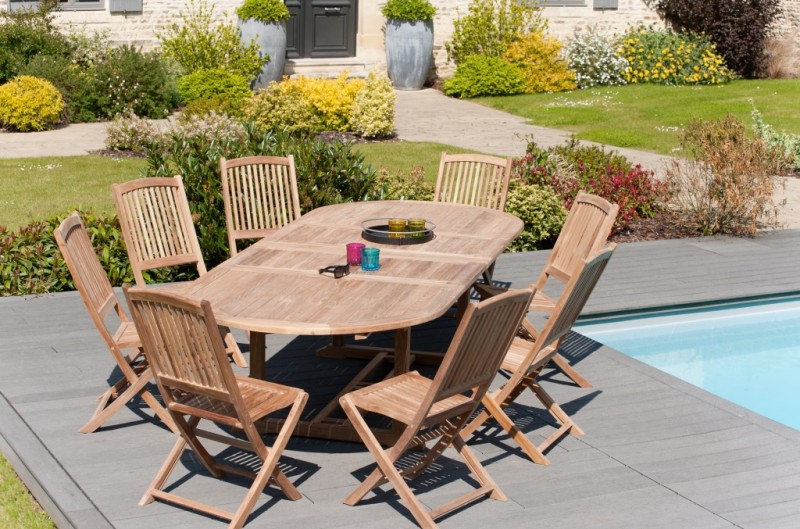 Premium Teak Garden Table for 10/12 People - Oval Double Extension 200/300*120 cm Premium Teak Garden Table for 10/12 People - Oval Double Extension 200/300*120 cm