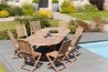 Table de jardin ovale en bois de teck - 10/12 personnes