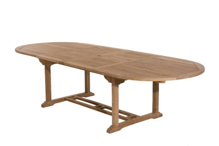 Premium Teak Garden Table for 10/12 People - Oval Double Extension 200/300*120 cm