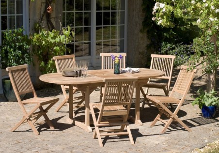 Teak Wood Garden Furniture Set for 6/8 People - Premium Outdoor Dining Set