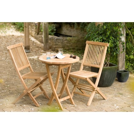 Ensemble de jardin en bois teck 2 personnes