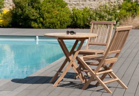 Fun Teak Wood Garden Set for 2 People - Premium Solid Teak Furniture