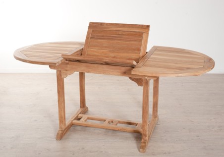 Table de jardin ovale extensible en bois Teck - 120/180 x 90 cm