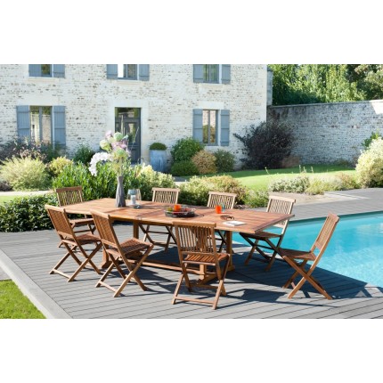Table de jardin MAEVA en bois Teck huilé - 10/12 personnes