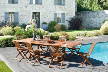MAEVA Garden Table for 10/12 People - Rectangular Teak Wood