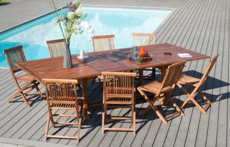 Table de jardin MAEVA en bois Teck huilé - 10/12 personnes