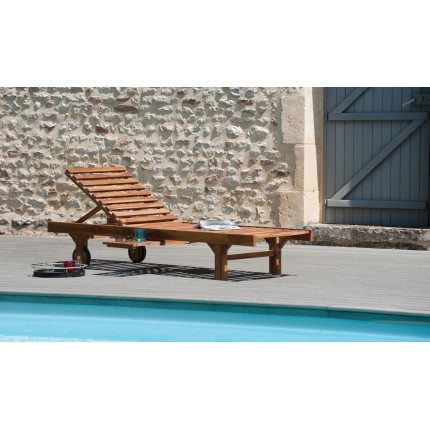 MAEVA Teak-finished Sun Lounger - Rot-Resistant Garden Furniture
