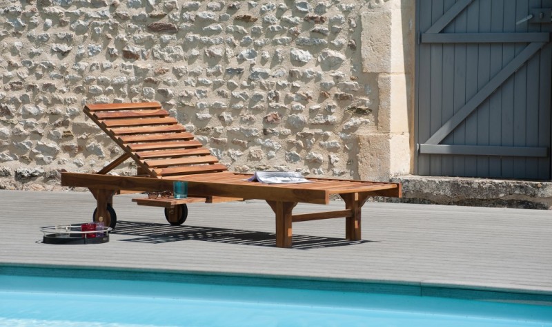 Bain de soleil en bois Teck huilé MAEVA Bain de soleil en bois Teck huilé MAEVA