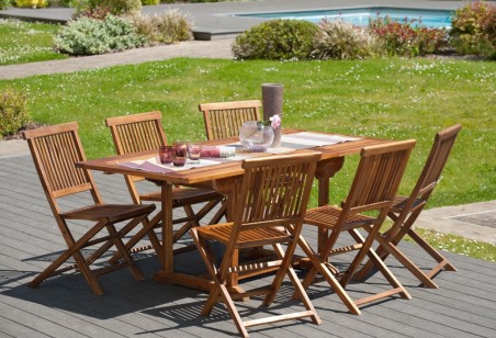 Salon de jardin en bois teck huilé MAEVA 4/6 pers