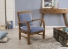 DAK Teak Wood Armchair with Blue Scandinavian Fabric