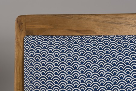 DAK Teak Wood Armchair with Blue Scandinavian Fabric