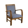 DAK Teak Wood Armchair with Blue Scandinavian Fabric
