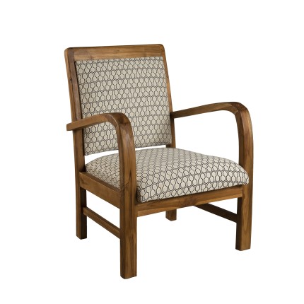 WALLY Hexagonal Teak Armchair with Green Scandi Fabric