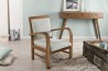 Fauteuil bois teck DAK - Tissu bleu clair - Design et confort