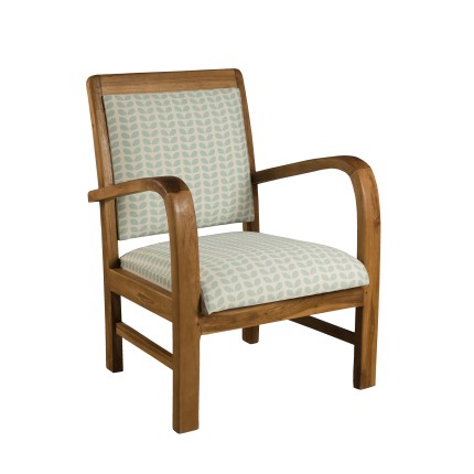 Fauteuil bois teck WALLY - Tissu bleu clair - Design et confort