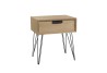 MARGAUX - Natural Wood Bedside Table with Black Metal Hairpin Legs