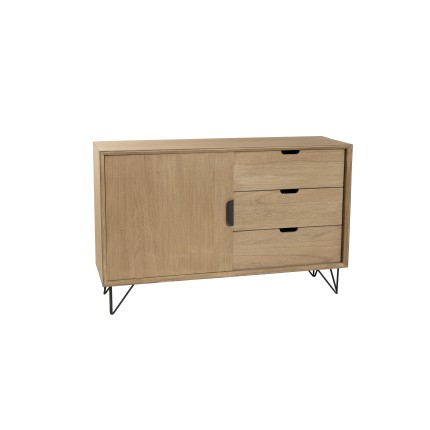 Buffet MARGAUX - Bois naturel 1 porte 3 tiroirs