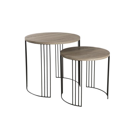 JULIA - Set of 2 Pedestal Tables with Metal Legs