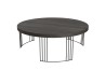 JULIA Round Coffee Table 95x95cm Dark Grey Wood Top Black Metal Legs