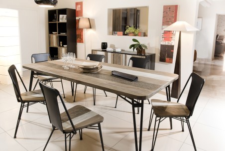 CARMEN - Dining Table 200x100cm Acacia Wood Metal Legs