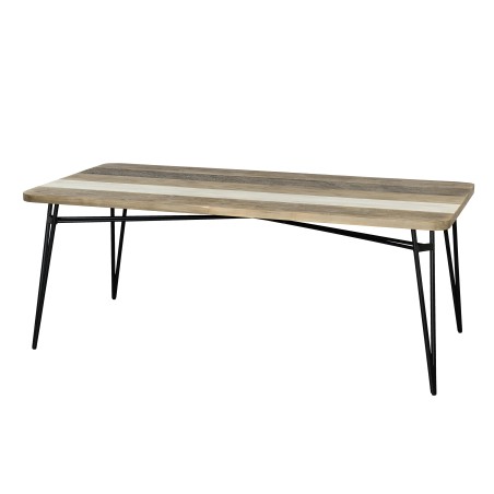 CARMEN - Dining Table 200x100cm Acacia Wood Metal Legs